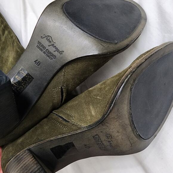 NEW Free People Dakota Moss Green Suede Leather Heeled Tall Slouchy Boots - Picture 7 of 11